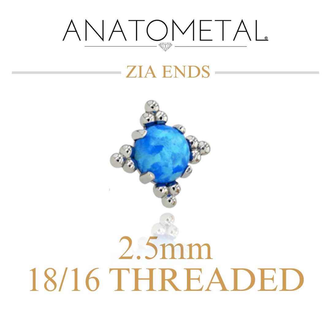 Anatometal 18k Solid Gold Threaded 18/16 Gauge 2.5mm Cabochon Zia Ends