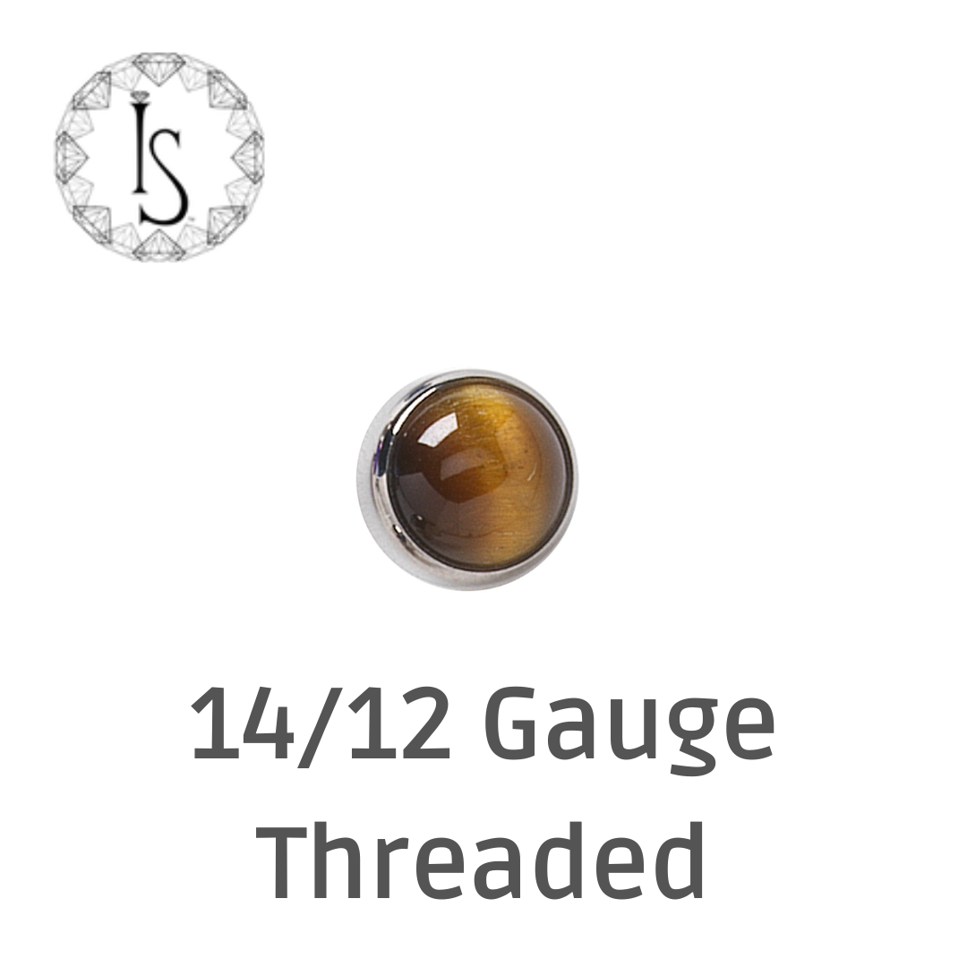 Industrial Strength Titanium Threaded 14/12 Gauge Bezel-Set Natural Stone Cabochon Ends