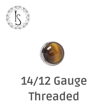 Industrial Strength Titanium Threaded 14/12 Gauge Bezel-Set Natural Stone Cabochon Ends