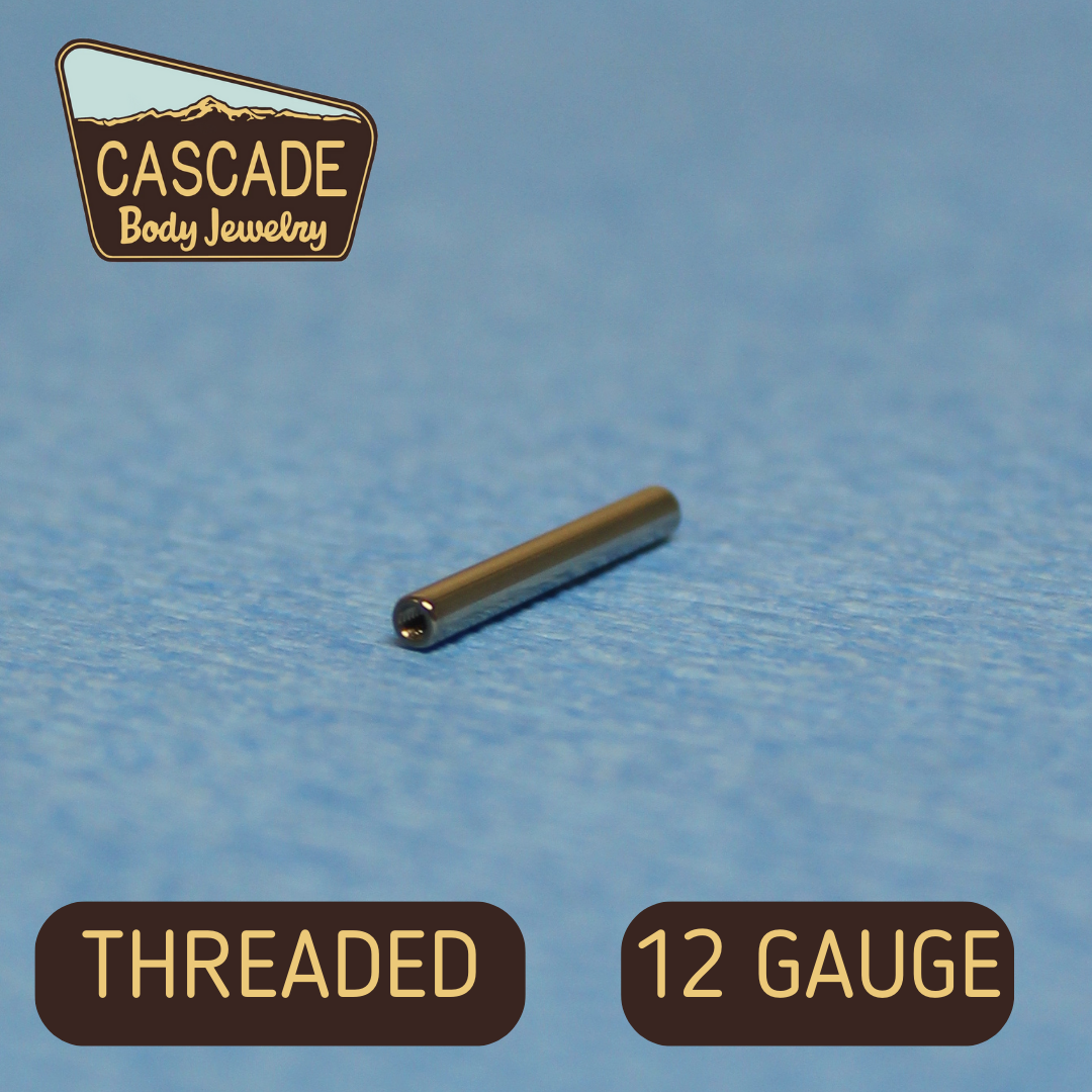 Cascade Body Jewelry Titanium Threaded 12 Gauge Straight Shafts