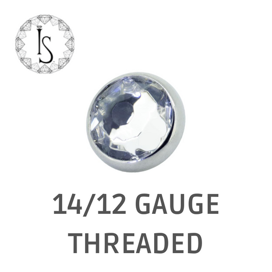 Industrial Strength Titanium Threaded 14/12 Gauge Bezel-Set Flat-Backed Gem Ends