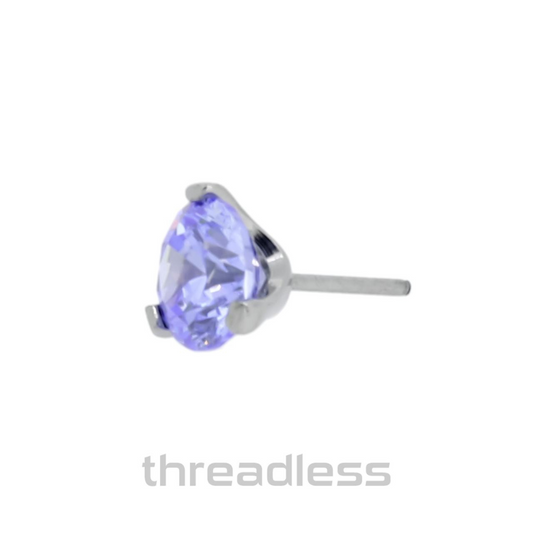 Industrial Strength Titanium Threadless 1.5-2.5mm 3 Prong-Set Gem Ends