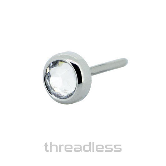 Industrial Strength Titanium Threadless 2-4mm Bezel-Set Flat-Backed Gem Ends