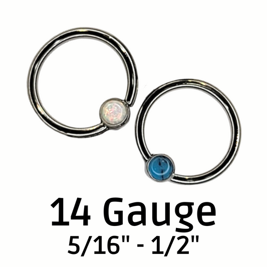 Body Circle Designs Niobium 14 Gauge 5/16" - 1/2" Fixed Cabochon Bead Rings