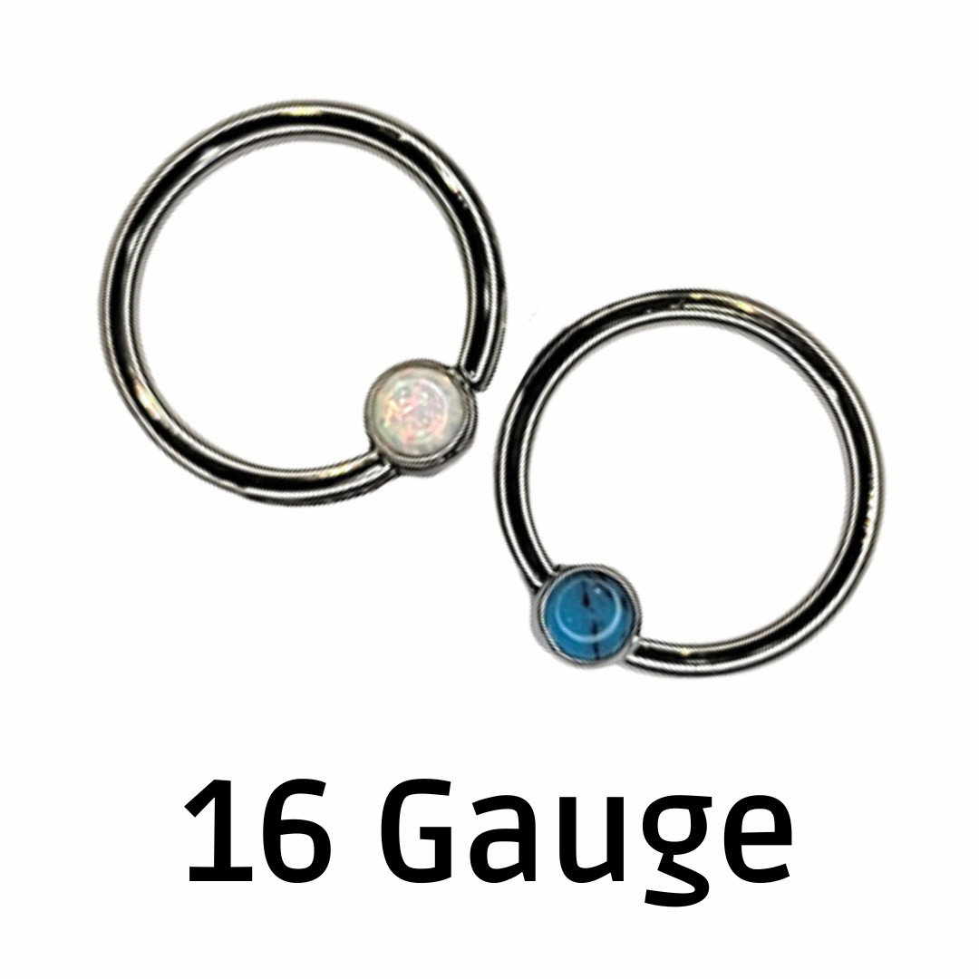 Body Circle Designs Niobium 16 Gauge Fixed Cabochon Bead Rings