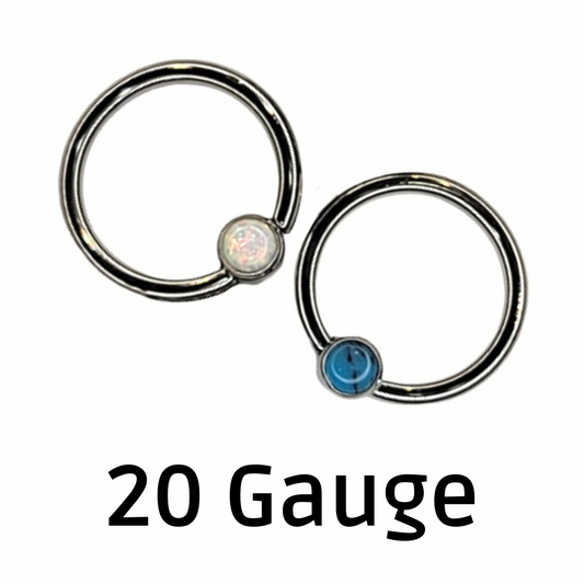 Body Circle Designs Niobium 20 Gauge Fixed Cabochon Bead Rings