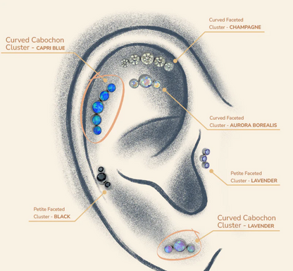 NeoMetal Titanium Threadless Bezel-Set Curved Cluster Ends