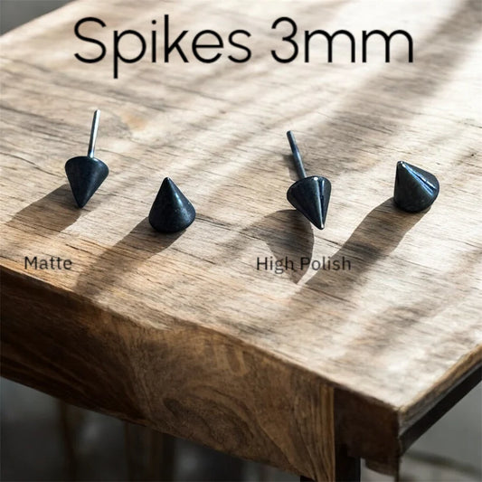 Black Forest Jewelry Blackened Niobium Threadless 3mm Spike Ends