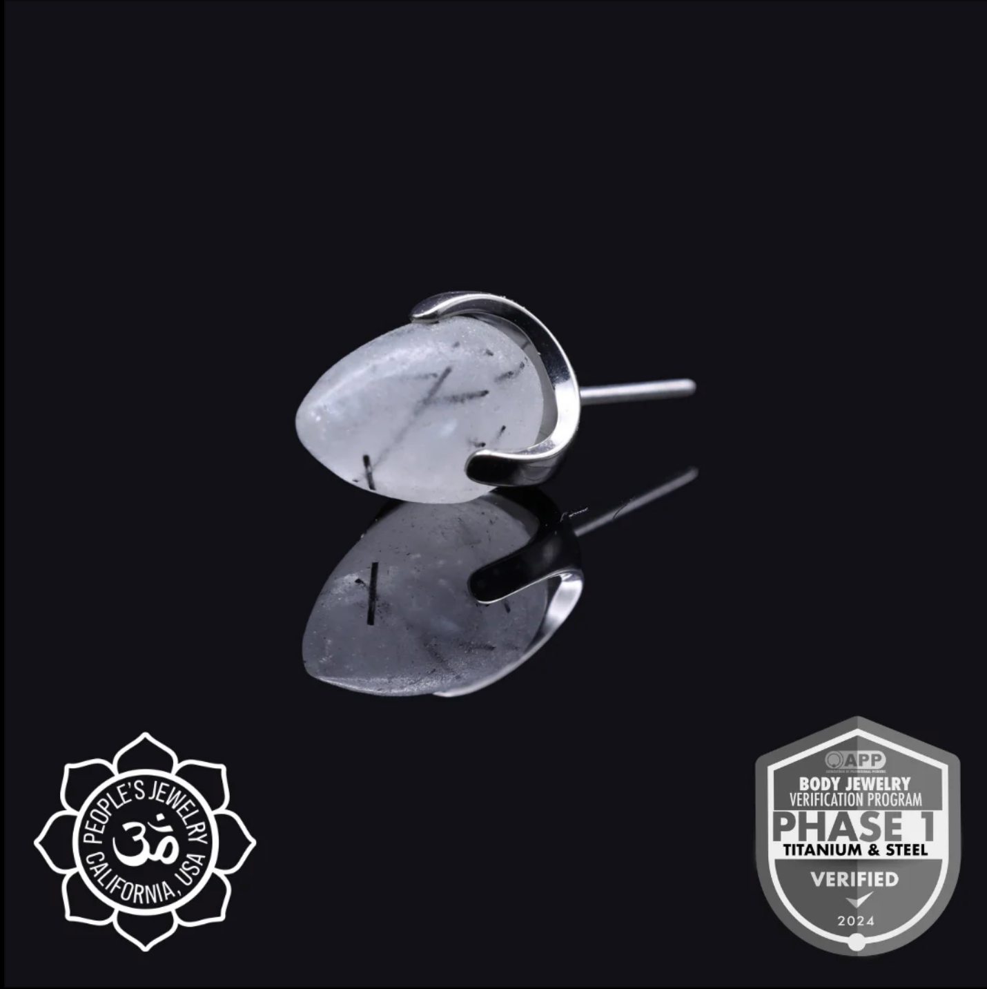 People's Jewelry Titanium Threaded 14/12 Gauge Claw-Set Sandblasted Bullet Ends