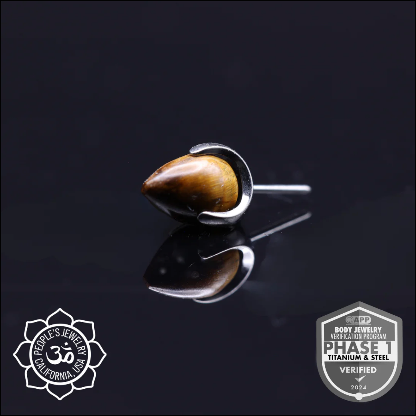 People's Jewelry Titanium Threaded 14/12 Gauge Claw-Set Sandblasted Bullet Ends