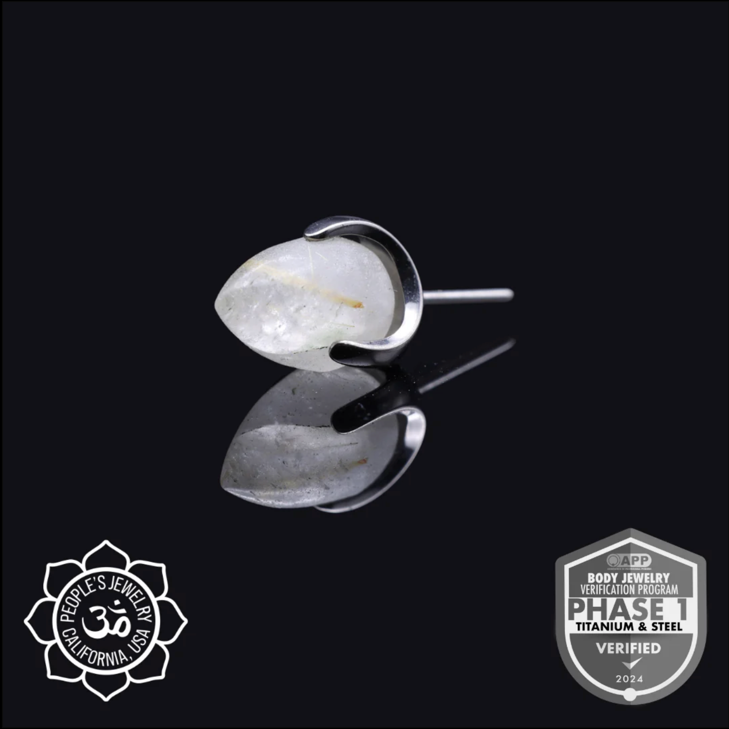 People's Jewelry Titanium Threaded 14/12 Gauge Claw-Set Sandblasted Bullet Ends