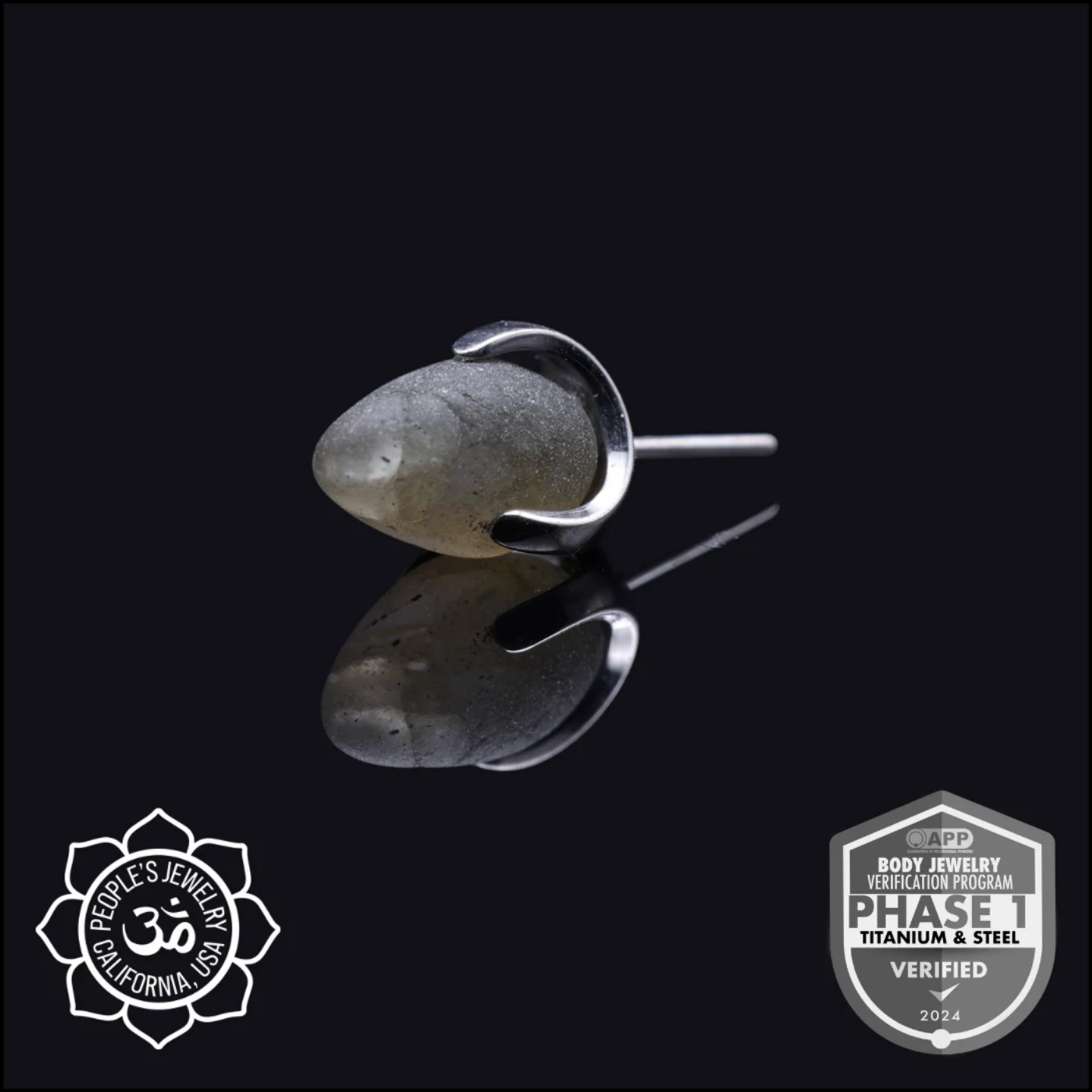 People's Jewelry Titanium Threaded 14/12 Gauge Claw-Set Sandblasted Bullet Ends