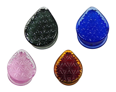 Glasswear Studios Flower Of Life Texture Teardrop Plugs