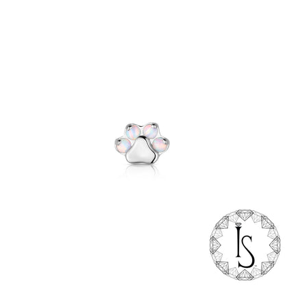 Industrial Strength Titanium Faux-pal Gem Paw Print Ends