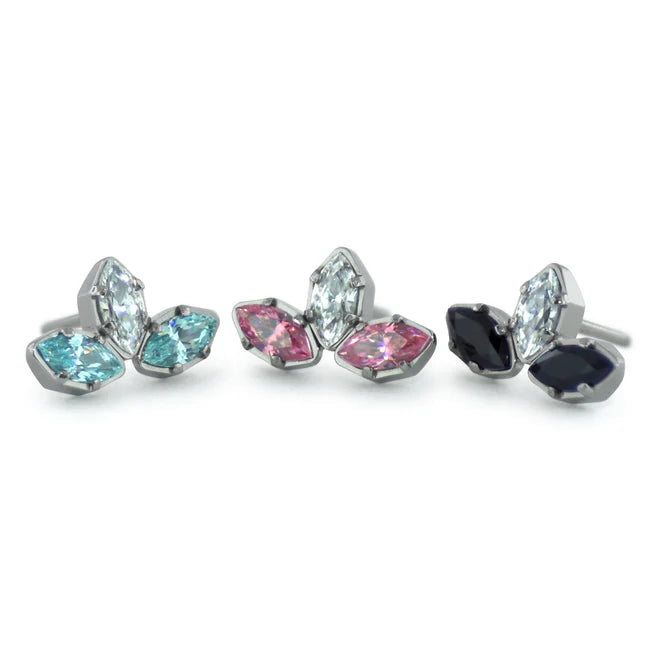 NeoMetal Titanium Threadless Marquise-Cut Fan Cluster Ends - Select Outer Gems