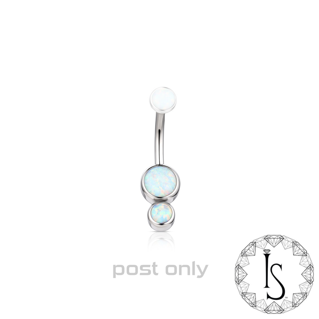 Industrial Strength Titanium Threaded 1/2" & 9/16" Gemini Bezel-Set Cabochon Curved Barbell
