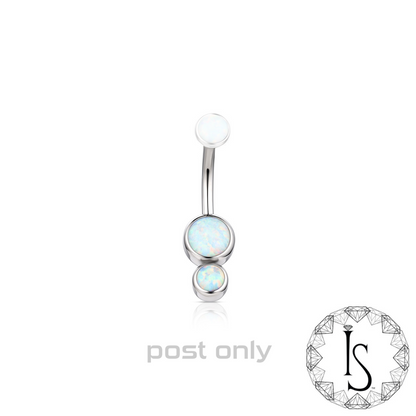 Industrial Strength Titanium Threaded 1/2" & 9/16" Gemini Bezel-Set Cabochon Curved Barbell