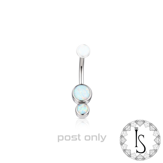 Industrial Strength Titanium Threaded 1/4" & 5/16" Gemini Bezel-Set Cabochon Curved Barbell