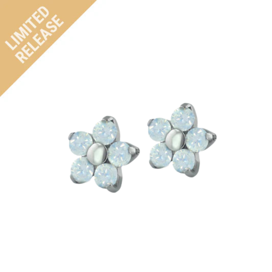 NeoMetal Titanium Threadless 1.5mm Silk White Flower Gem Ends