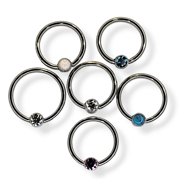 Body Circle Designs Niobium 18 Gauge Fixed Gem Bead Rings