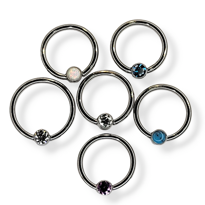 Body Circle Designs Niobium 18 Gauge Fixed Gem Bead Rings