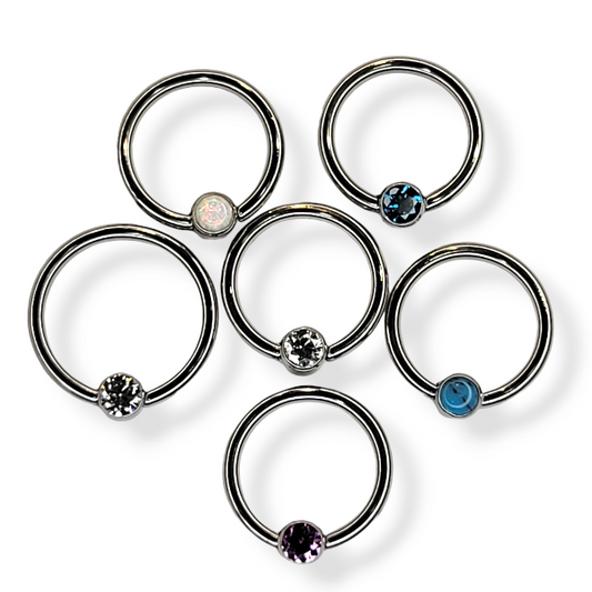 Body Circle Designs Niobium Fixed Gem Bead Rings