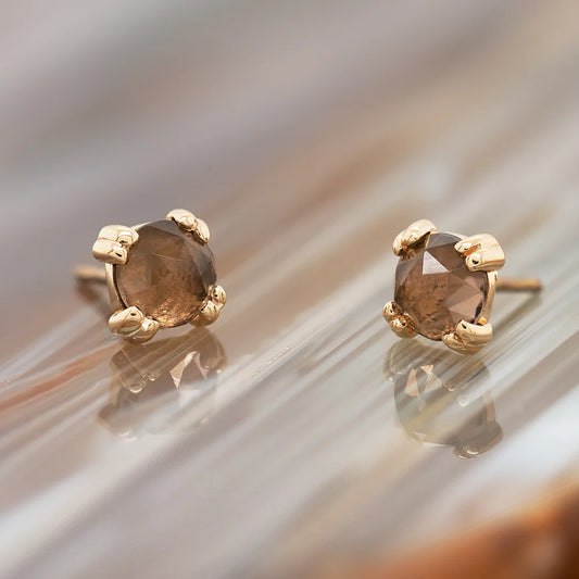 BVLA 14k Solid Rose Gold Threaded 14/12 Gauge 2.5mm Smoky Quartz Cab Prong